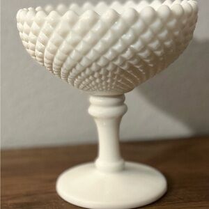 Vintage Milk Glass Compote / Footed Bowl